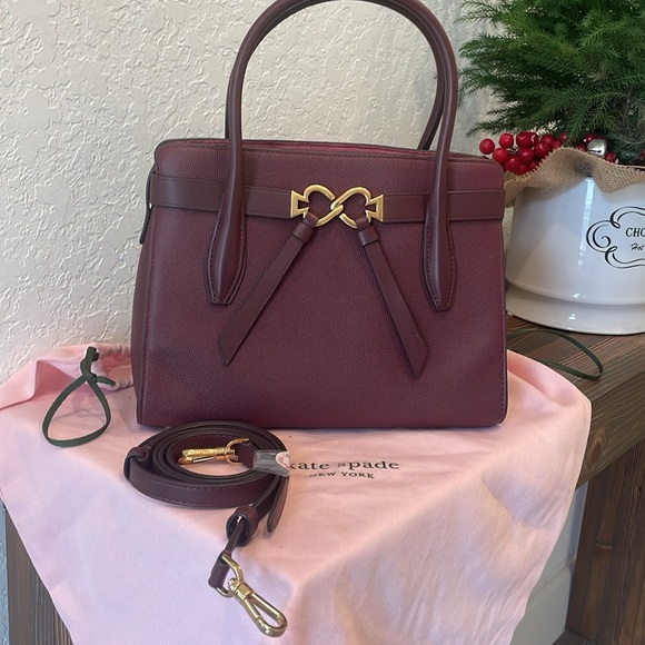 NWT Kate Spade Medium Toujours Leather Cherrywood Satchel w/ Dust Bag - Picture 7 of 9
